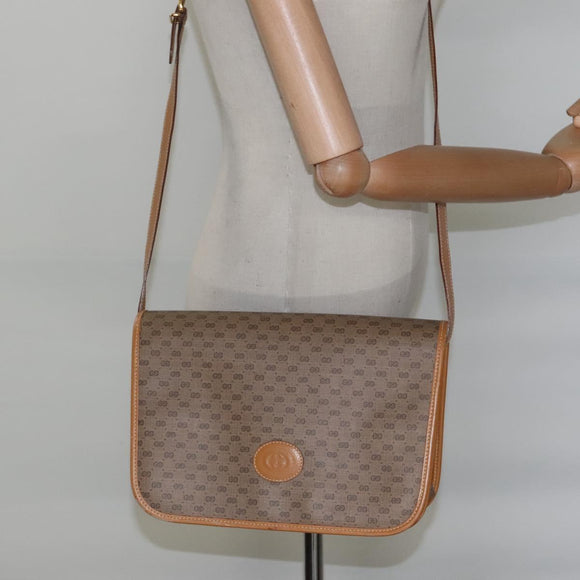 GUCCI Micro GG Supreme Shoulder Bag PVC Brown Gold 001 116 0915 Auth BA991