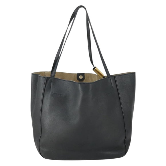 Jimmy Choo Tote Bag Leather Black Gold Auth BA9910
