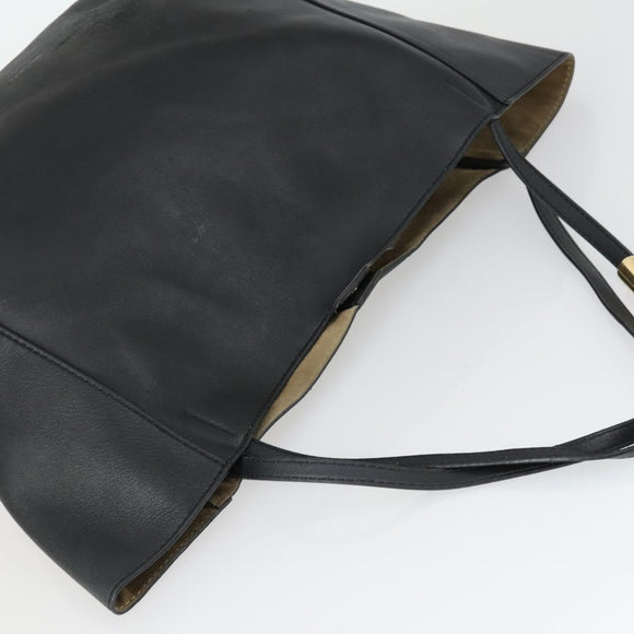 Jimmy Choo Tote Bag Leather Black Gold Auth BA9910