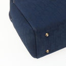 Christian Dior Trotter Canvas Hand Bag Navy Gold Auth BA9911-13