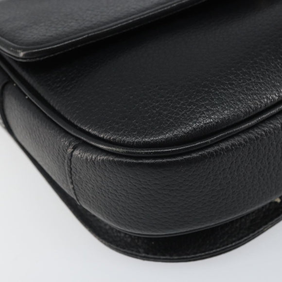 Burberrys Shoulder Bag Leather Black Gold Auth BA9914