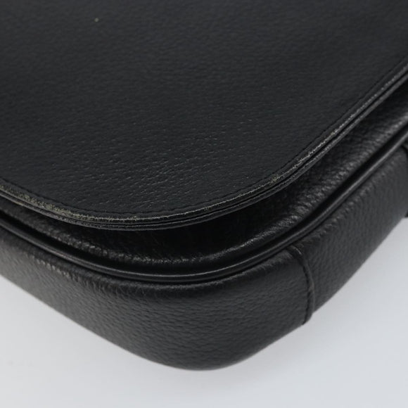 Burberrys Shoulder Bag Leather Black Gold Auth BA9914