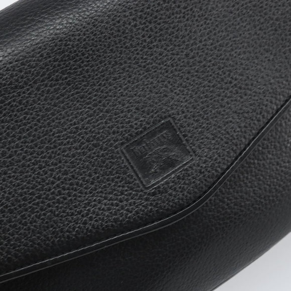 Burberrys Shoulder Bag Leather Black Gold Auth BA9914