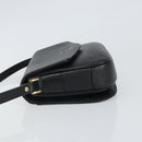 Burberrys Shoulder Bag Leather Black Gold Auth BA9914-5