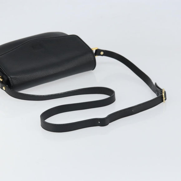 Burberrys Shoulder Bag Leather Black Gold Auth BA9914