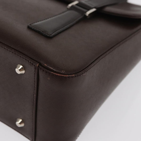 BURBERRY Hand Bag Leather Brown Silver Auth BA9916