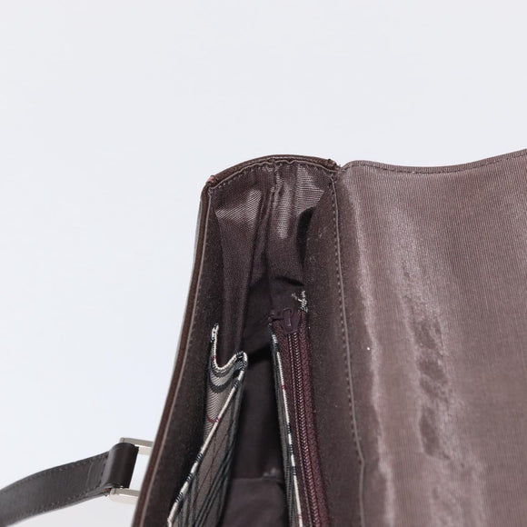 BURBERRY Hand Bag Leather Brown Silver Auth BA9916