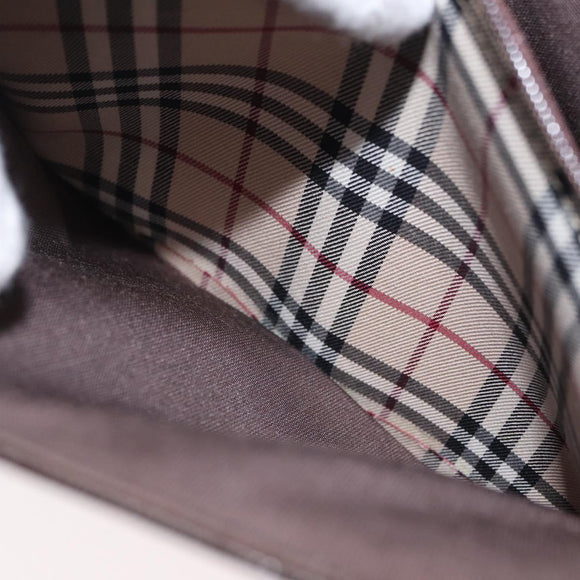 BURBERRY Hand Bag Leather Brown Silver Auth BA9916