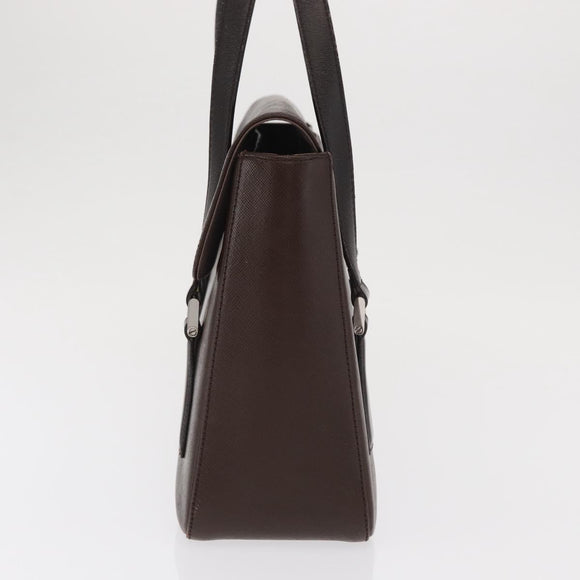 BURBERRY Hand Bag Leather Brown Silver Auth BA9916