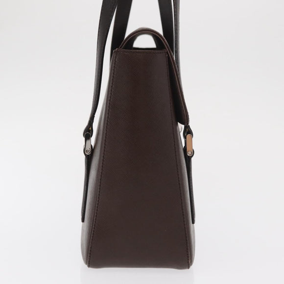 BURBERRY Hand Bag Leather Brown Silver Auth BA9916