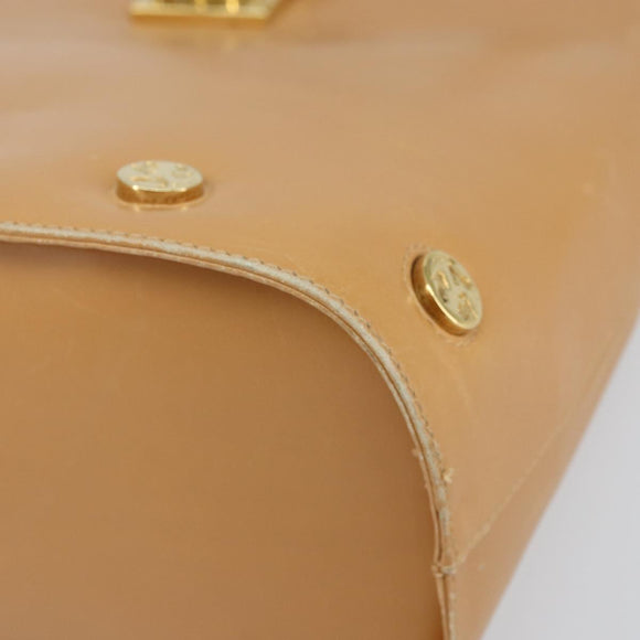 Salvatore Ferragamo Hand Bag Leather Beige Gold Auth BA9917