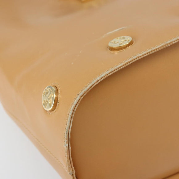 Salvatore Ferragamo Hand Bag Leather Beige Gold Auth BA9917