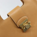 Salvatore Ferragamo Hand Bag Leather Beige Gold Auth BA9917-14