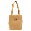 Salvatore Ferragamo Hand Bag Leather Beige Gold Auth BA9917-2