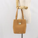 Salvatore Ferragamo Hand Bag Leather Beige Gold Auth BA9917-21