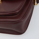 CARTIER Must Line Shoulder Bag Leather Bordeaux Gold Auth BA9918-10