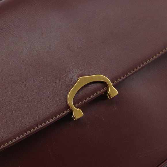 CARTIER Must Line Shoulder Bag Leather Bordeaux Gold Auth BA9918