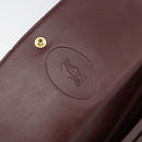 CARTIER Must Line Shoulder Bag Leather Bordeaux Gold Auth BA9918-16