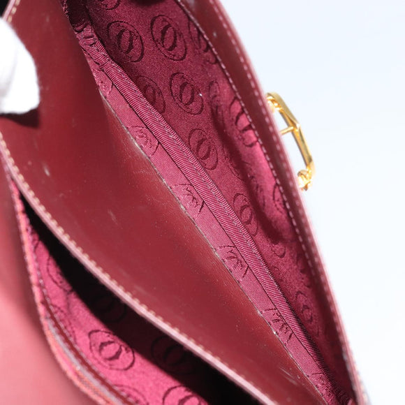 CARTIER Must Line Shoulder Bag Leather Bordeaux Gold Auth BA9918