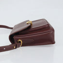 CARTIER Must Line Shoulder Bag Leather Bordeaux Gold Auth BA9918-5