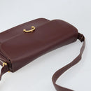 CARTIER Must Line Shoulder Bag Leather Bordeaux Gold Auth BA9918-6
