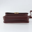 CARTIER Must Line Shoulder Bag Leather Bordeaux Gold Auth BA9918-9