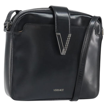 VERSACE Shoulder Bag Patent leather Black Auth BA9919