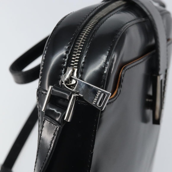 VERSACE Shoulder Bag Patent leather Black Auth BA9919