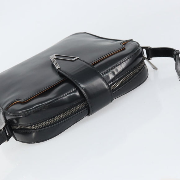 VERSACE Shoulder Bag Patent leather Black Auth BA9919