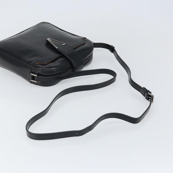 VERSACE Shoulder Bag Patent leather Black Auth BA9919
