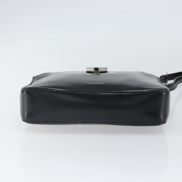 VERSACE Shoulder Bag Patent leather Black Auth BA9919
