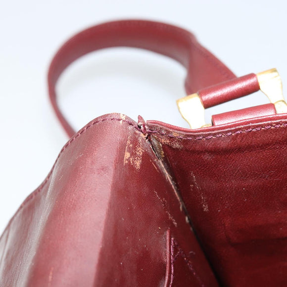 CARTIER Must Line Shoulder Bag Leather Bordeaux Gold Auth BA9921