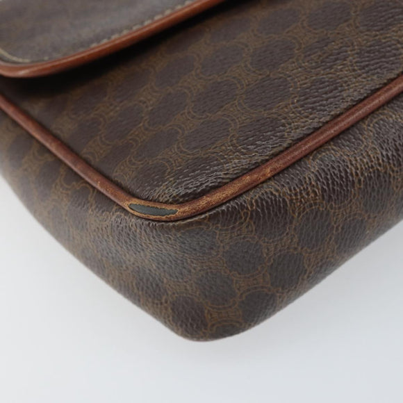 CELINE Macadam Canvas Shoulder Bag PVC Leather Brown Gold Auth BA9922