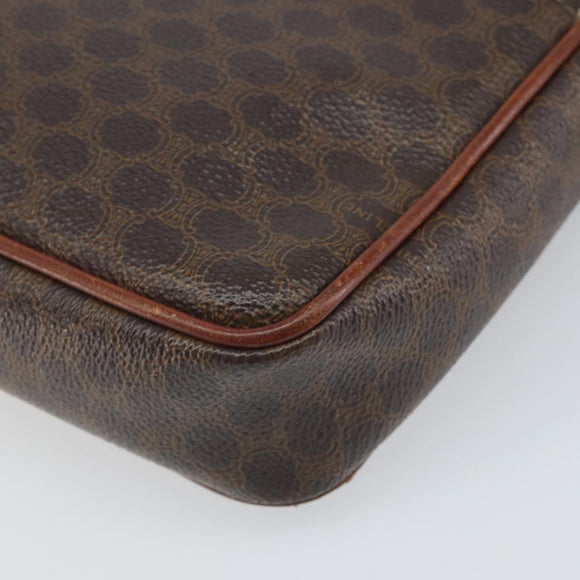 CELINE Macadam Canvas Shoulder Bag PVC Leather Brown Gold Auth BA9922