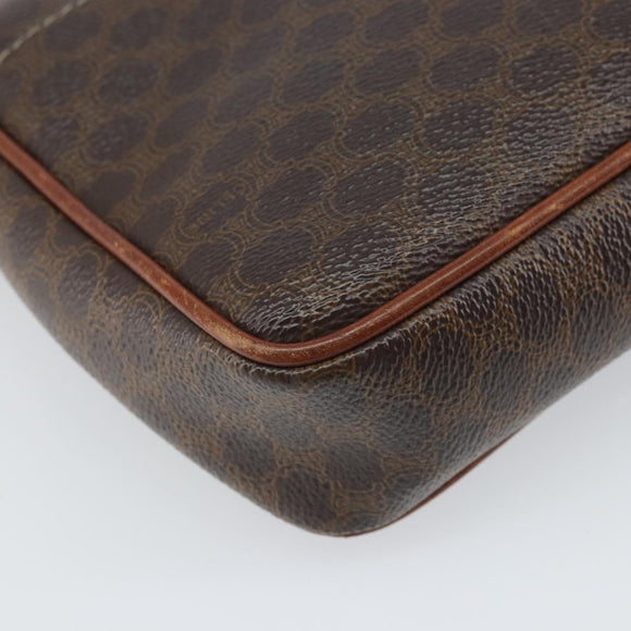 CELINE Macadam Canvas Shoulder Bag PVC Leather Brown Gold Auth BA9922