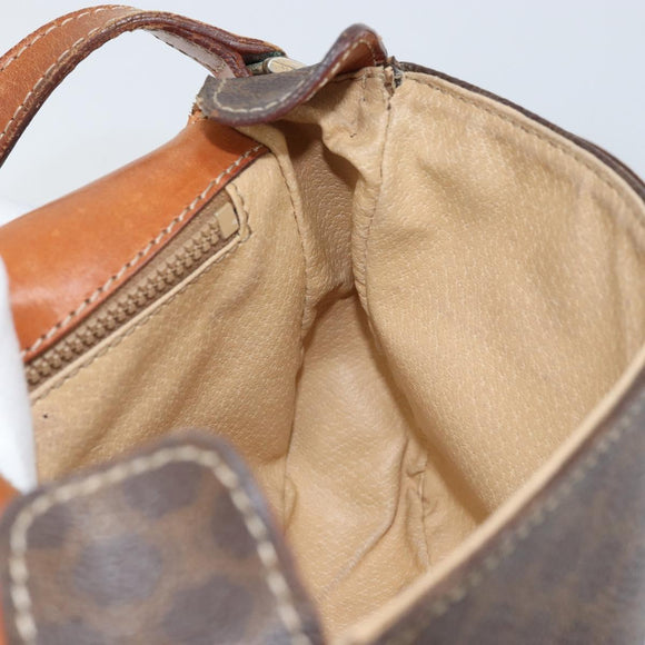 CELINE Macadam Canvas Shoulder Bag PVC Leather Brown Gold Auth BA9922