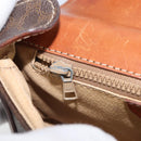 CELINE Macadam Canvas Shoulder Bag PVC Leather Brown Gold Auth BA9922-22