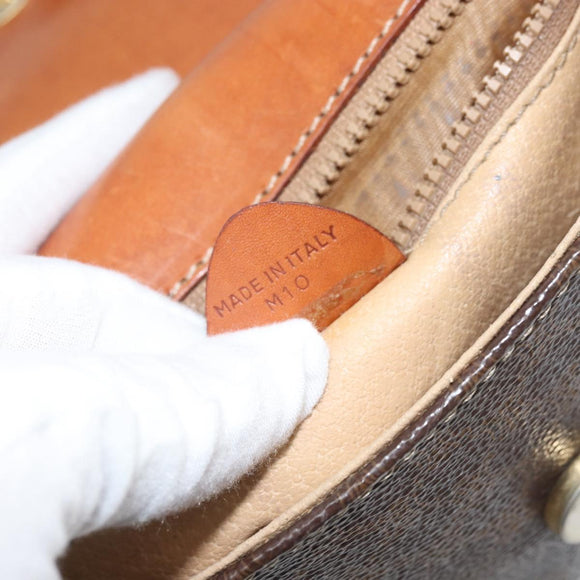 CELINE Macadam Canvas Shoulder Bag PVC Leather Brown Gold Auth BA9922