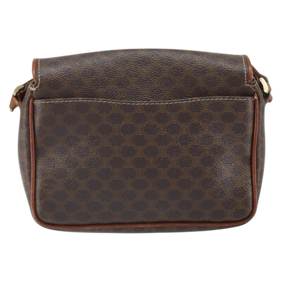 CELINE Macadam Canvas Shoulder Bag PVC Leather Brown Gold Auth BA9922