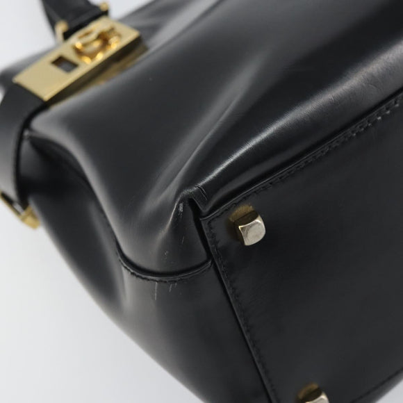 Salvatore Ferragamo Hand Bag Patent leather Black Gold Auth BA9923