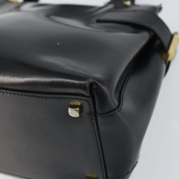 Salvatore Ferragamo Hand Bag Patent leather Black Gold Auth BA9923