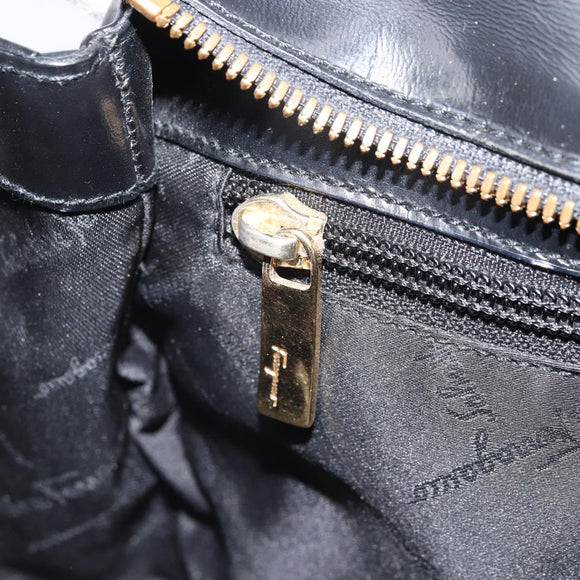 Salvatore Ferragamo Hand Bag Patent leather Black Gold Auth BA9923