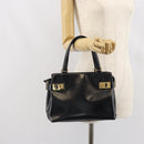 Salvatore Ferragamo Hand Bag Patent leather Black Gold Auth BA9923-23
