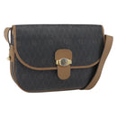 Christian Dior Honeycomb Canvas Shoulder Bag PVC Brown Gold Auth BA9924-1