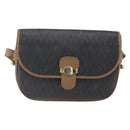 Christian Dior Honeycomb Canvas Shoulder Bag PVC Brown Gold Auth BA9924-13