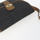 Christian Dior Honeycomb Canvas Shoulder Bag PVC Brown Gold Auth BA9924-6