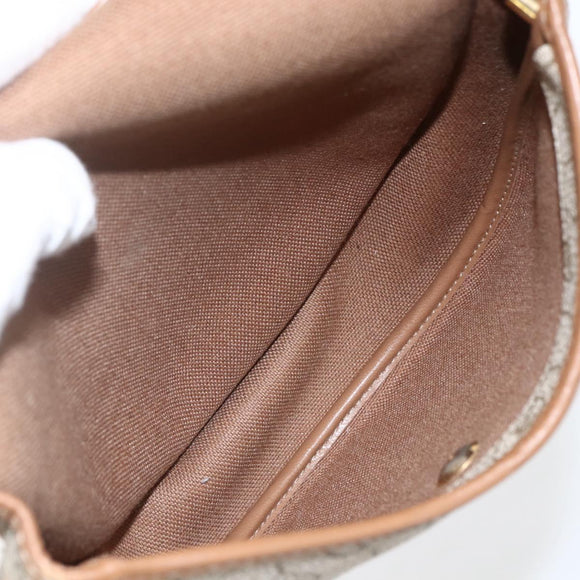 Christian Dior Honeycomb Canvas Shoulder Bag PVC Beige Gold Auth BA9925