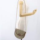 Christian Dior Honeycomb Canvas Shoulder Bag PVC Beige Gold Auth BA9925-18