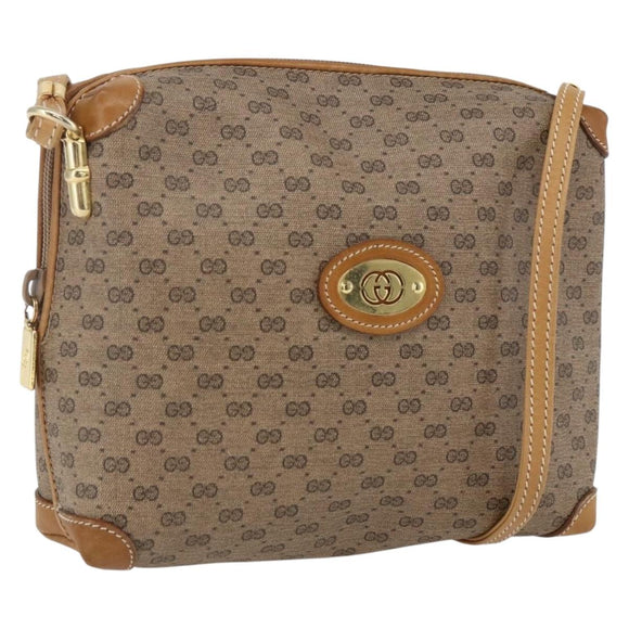 GUCCI Micro GG Supreme Shoulder Bag PVC Beige Gold 07 37 4916 Auth BA9926