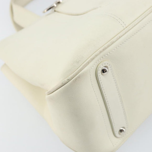 Salvatore Ferragamo Hand Bag Leather White Silver Auth BA9927